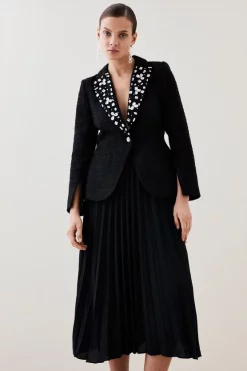 Outlet β¨ Karen Millen Embellish Collar Sparkle Boucle Pleated Midi π Dress βοΈ 13 Outlet β¨ Karen Millen Embellish Collar Sparkle Boucle Pleated Midi π Dress βοΈ -Occasionwear Popular Store bkk06759 black xl 4