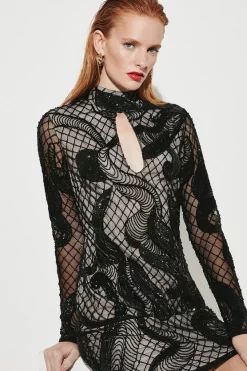 Buy 😉 Karen Millen Beaded And Embroidery Key Hole Mini 👗 Dress - black 😉 13 Buy 😉 Karen Millen Beaded And Embroidery Key Hole Mini 👗 Dress - black 😉 -Occasionwear Popular Store bkk06770 black xl 4