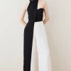 Best Sale 🎁 Karen Millen Soft Tailored Colour Block Halter Jumpsuit - mono 👍 -Occasionwear Popular Store bkk06773 mono xl