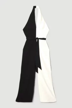Buy ✔️ Karen Millen Soft Tailored Colourblock Crossfront Jumpsuit ✔️ -Occasionwear Popular Store bkk06774 mono xl 3