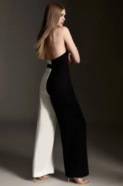 Buy ✔️ Karen Millen Soft Tailored Colourblock Crossfront Jumpsuit ✔️ -Occasionwear Popular Store bkk06774 mono xl 4