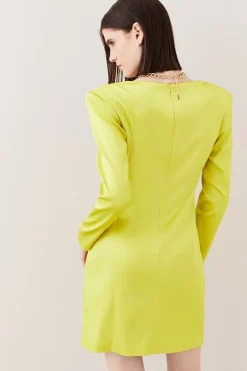 Wholesale ⭐ Karen Millen Italian Structured Satin Tie Front Mini 👗 Dress 😍 -Occasionwear Popular Store bkk06844 lime xl 2