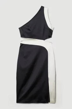 Best reviews of 🤩 Karen Millen Italian Structured Satin Asymmetric Pencil Midi 👗 Dress 🎁 -Occasionwear Popular Store bkk06845 multi xl 3
