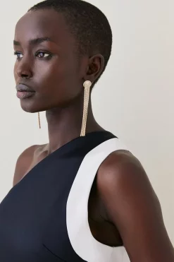 Best reviews of 🤩 Karen Millen Italian Structured Satin Asymmetric Pencil Midi 👗 Dress 🎁 -Occasionwear Popular Store bkk06845 multi xl 4