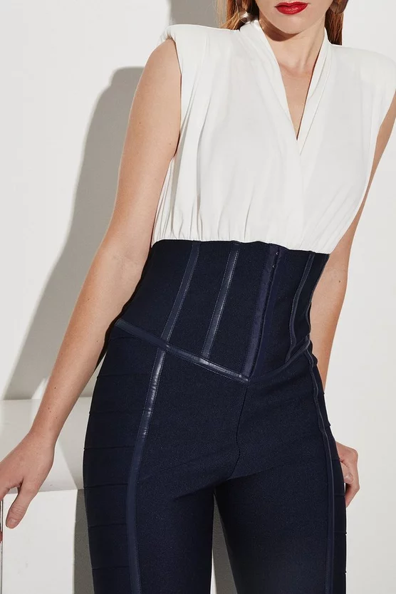 Wholesale ๐ Karen Millen Bandage And Georgette Corset Style Jumpsuit - navy ๐ฅ 4 Wholesale ๐ Karen Millen Bandage And Georgette Corset Style Jumpsuit - navy ๐ฅ - Image 2