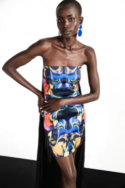 Cheap 💯 Karen Millen Weston Mirrored Marble Print Maxi Cape Back 👗 Dress - multi ❤️ -Occasionwear Popular Store bkk06862 multi xl 1