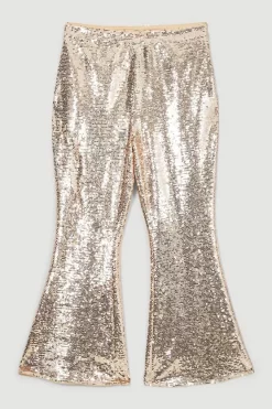 Wholesale 👏 Karen Millen Plus Size Sequin Tailored Flared Trouser - gold ✨ -Occasionwear Popular Store bkk06873 gold xl 3
