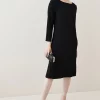 Promo 😍 Karen Millen Compact Stretch Viscose Sleeved Clean Midi 👗 Dress ⭐ -Occasionwear Popular Store bkk06899 black xl