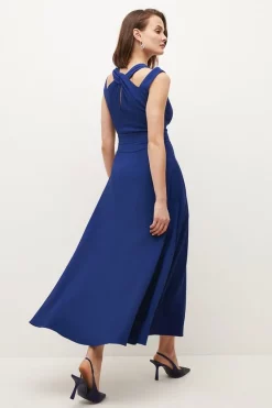 Best reviews of ❤️ Karen Millen Compact Stretch Viscose Waterfall Midi 👗 Dress 🔔 -Occasionwear Popular Store bkk06904 blue xl 2