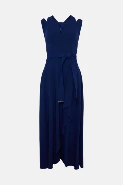 Best reviews of ❤️ Karen Millen Compact Stretch Viscose Waterfall Midi 👗 Dress 🔔 -Occasionwear Popular Store bkk06904 blue xl 3