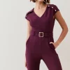 Cheap 🔥 Karen Millen Compact Crepe Button Shoulder Jumpsuit ✨ 2 Cheap 🔥 Karen Millen Compact Crepe Button Shoulder Jumpsuit ✨ -Occasionwear Popular Store bkk06908 fig xl
