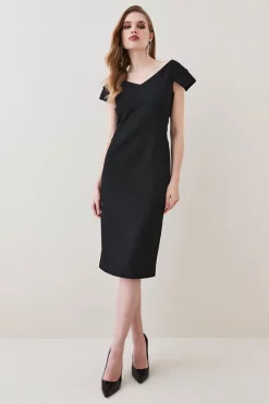 Top 10 😉 Karen Millen Structured Crepe Cross Detail Midi 👗 Dress 🥰