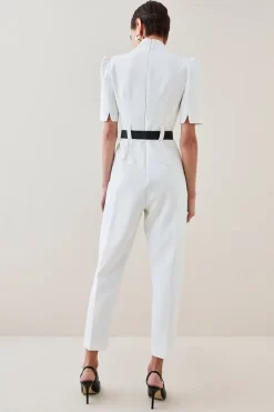 Top 10 🔥 Karen Millen Structured Crepe Forever Belted Jumpsuit 🔔 -Occasionwear Popular Store bkk06917 black xl 2