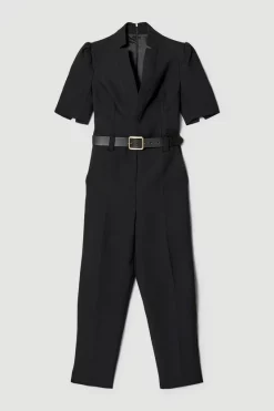 Top 10 🔥 Karen Millen Structured Crepe Forever Belted Jumpsuit 🔔 -Occasionwear Popular Store bkk06917 black xl 3