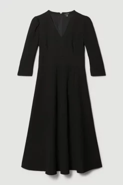 New 🎉 Karen Millen Structured Crepe Full 👗 Skirted Midi 👗 Dress 🤩 -Occasionwear Popular Store bkk06918 black xl 3