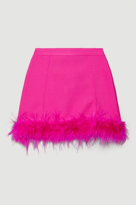 Flash Sale 🎁 Karen Millen Bandage Feather Trim Mini 👗 Skirt Co-ord - fuchsia ⭐ 5 Flash Sale 🎁 Karen Millen Bandage Feather Trim Mini 👗 Skirt Co-ord - fuchsia ⭐ - Image 4