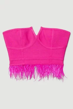 Cheap 🔔 Karen Millen Bandage Feather Trim Corset Style Top Co-ord - fuchsia ✔️ 10 Cheap 🔔 Karen Millen Bandage Feather Trim Corset Style Top Co-ord - fuchsia ✔️ -Occasionwear Popular Store bkk06964 fuchsia xl 3