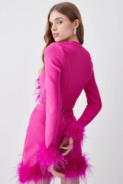 Deals 🧨 Karen Millen Bandage Feather Trim Co-ord Top - fuchsia ❤️ 10 Deals 🧨 Karen Millen Bandage Feather Trim Co-ord Top - fuchsia ❤️ -Occasionwear Popular Store bkk06965 fuchsia xl 2
