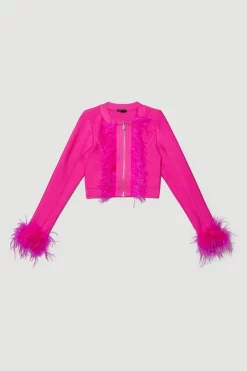 Deals 🧨 Karen Millen Bandage Feather Trim Co-ord Top - fuchsia ❤️ 11 Deals 🧨 Karen Millen Bandage Feather Trim Co-ord Top - fuchsia ❤️ -Occasionwear Popular Store bkk06965 fuchsia xl 3