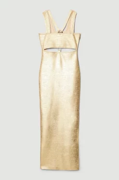 Promo 😉 Karen Millen Metallic Bandage Maxi 👗 Dress - gold 🌟 -Occasionwear Popular Store bkk06966 gold xl 3