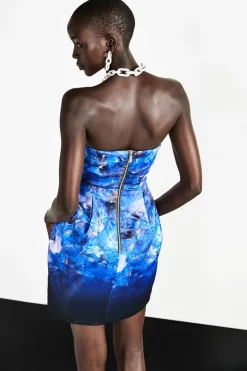 Flash Sale 🤩 Karen Millen Weston Placed Crystal Print Bardot Mini 👗 Dress - black ⭐ -Occasionwear Popular Store bkk06991 black xl 2