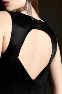 Deals ✨ Karen Millen Viscose Satin Column Midi 👗 Dress 😍 -Occasionwear Popular Store bkk07026 black xl 4