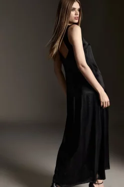 Deals ✨ Karen Millen Viscose Satin Column Midi 👗 Dress 😍 -Occasionwear Popular Store bkk07026 black xl 5