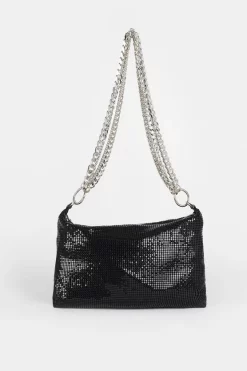 Best Sale 🔥 Karen Millen Multi Chain Chainmail Shoulder Bag 🔥 -Occasionwear Popular Store bkk07034 black xl 1