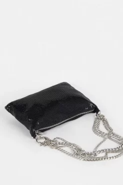 Best Sale 🔥 Karen Millen Multi Chain Chainmail Shoulder Bag 🔥 -Occasionwear Popular Store bkk07034 black xl 2