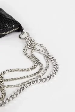 Best Sale 🔥 Karen Millen Multi Chain Chainmail Shoulder Bag 🔥 -Occasionwear Popular Store bkk07034 black xl 3