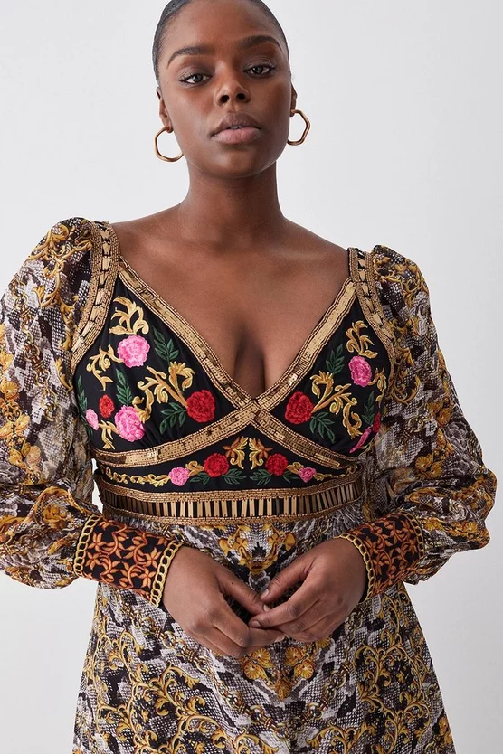 Outlet ๐ฅ Karen Millen Plus Size Baroque Embroidered And Bead Midi ๐ Dress - multi โญ 4 Outlet ๐ฅ Karen Millen Plus Size Baroque Embroidered And Bead Midi ๐ Dress - multi โญ - Image 2