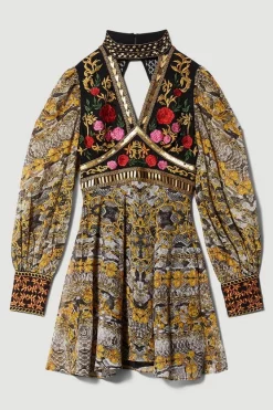 Coupon ✔️ Karen Millen Petite Baroque Embroidered & Bead Mini 👗 Dress - multi 😍 -Occasionwear Popular Store bkk07044 multi xl 3