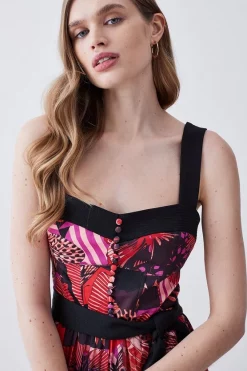 New ✔️ Karen Millen Top Stitch Pleated Butterfly Detail Woven Jumpsuit - pink ✨ -Occasionwear Popular Store bkk07051 pink xl 4