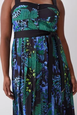 Wholesale 🎉 Karen Millen Plus Size Top Stitch Pleated Butterfly Woven Midi 👗 Dress - green ⭐ -Occasionwear Popular Store bkk07052 green xl 1