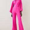 Cheapest 🥰 Karen Millen Compact Viscose Cape Wide Leg Jumpsuit 🧨 -Occasionwear Popular Store bkk07064 hot20pink xl