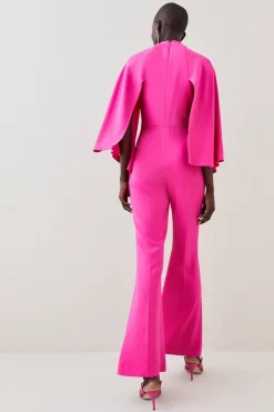 Cheapest 🥰 Karen Millen Compact Viscose Cape Wide Leg Jumpsuit 🧨 -Occasionwear Popular Store bkk07064 hot20pink xl 2