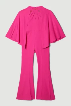 Cheapest 🥰 Karen Millen Compact Viscose Cape Wide Leg Jumpsuit 🧨 -Occasionwear Popular Store bkk07064 hot20pink xl 3