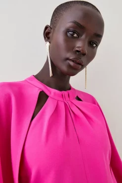 Cheapest 🥰 Karen Millen Compact Viscose Cape Wide Leg Jumpsuit 🧨 -Occasionwear Popular Store bkk07064 hot20pink xl 4