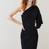 Budget 🥰 Karen Millen Compact Viscose Cape Pencil Midi 👗 Dress 🤩 -Occasionwear Popular Store bkk07065 black xl