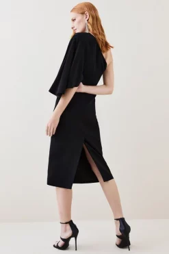 Budget 🥰 Karen Millen Compact Viscose Cape Pencil Midi 👗 Dress 🤩 -Occasionwear Popular Store bkk07065 black xl 2