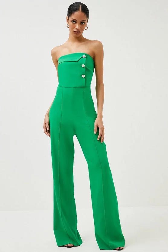 Buy โ๏ธ Karen Millen Compact Stretch Viscose Bandeau Jumpsuit - green ๐ 3 Buy โ๏ธ Karen Millen Compact Stretch Viscose Bandeau Jumpsuit - green ๐