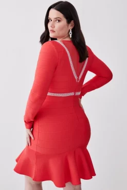 Wholesale 🎁 Karen Millen Plus Size Bandage Cut Out Detail Flippy Hem Mini 👗 Dress - coral 🌟 -Occasionwear Popular Store bkk07075 coral xl 2