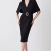 Cheap 🛒 Karen Millen Compact Stretch Viscose Cape Pencil Midi 👗 Dress ⌛ -Occasionwear Popular Store bkk07090 black xl