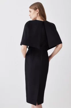 Cheap 🛒 Karen Millen Compact Stretch Viscose Cape Pencil Midi 👗 Dress ⌛ -Occasionwear Popular Store bkk07090 black xl 2