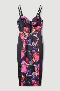 Promo 🎁 Karen Millen Marble Jacquard Strappy Corset Midi 👗 Dress - multi 🥰 -Occasionwear Popular Store bkk07094 multi xl 3