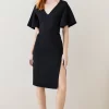 Best reviews of ❤️ Karen Millen Structured Crepe Angel Sleeve Pencil Midi 👗 Dress 🥰 -Occasionwear Popular Store bkk07098 black xl