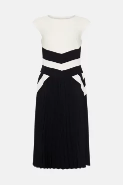 Promo ❤️ Karen Millen Soft Tailored Pleat Panelled Midi 👗 Dress ✨ -Occasionwear Popular Store bkk07103 blackwhite xl 3