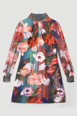 Brand new 🛒 Karen Millen Diamante Trim Floral Woven Mini 👗 Dress 😀 -Occasionwear Popular Store bkk07113 floral xl 3