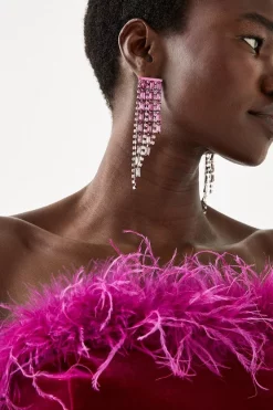 Deals ❤️ Karen Millen Tall Velvet Feather Detail Bandeau Mini 👗 Dress - purple 🔥 -Occasionwear Popular Store bkk07122 purple xl 1