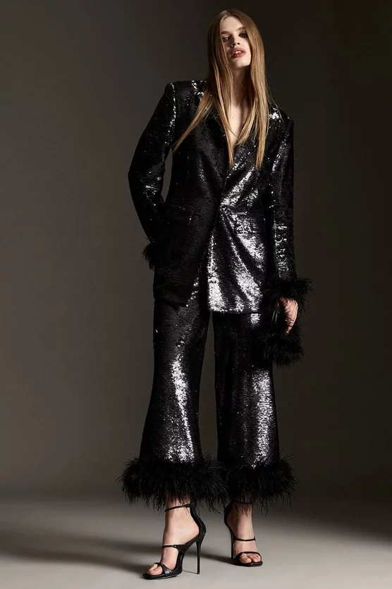 Flash Sale ๐ Karen Millen Tall Feather & Sequin Tailored Single Breasted Jacket - black ๐ฏ 5 Flash Sale ๐ Karen Millen Tall Feather & Sequin Tailored Single Breasted Jacket - black ๐ฏ - Image 3